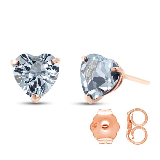 Gold Stud Earrings Aquamarines