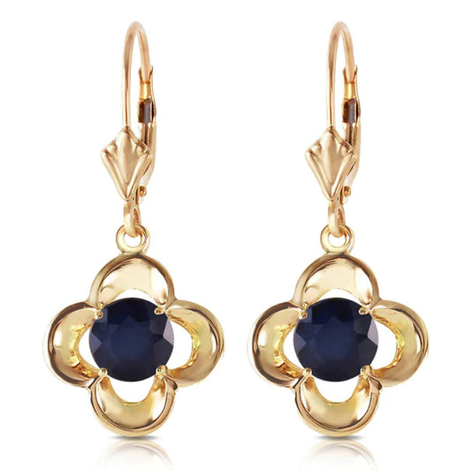 Gold Leverback Earrings Sapphires