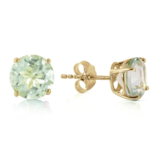 Gold Stud Earrings Green Amethysts