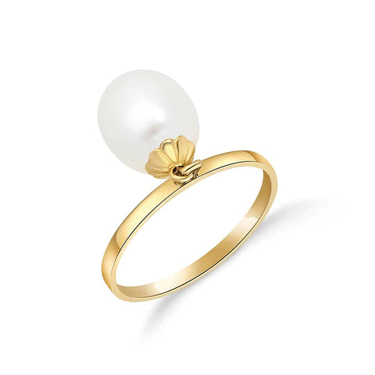 Gold Ring Dangling Pearringsl