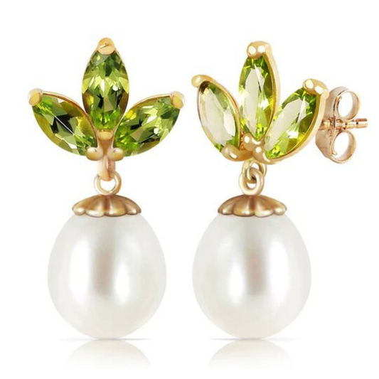 Dangling Earrings Pearl Peridot