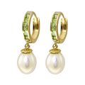 Hoop Earrings Peridot Pearl