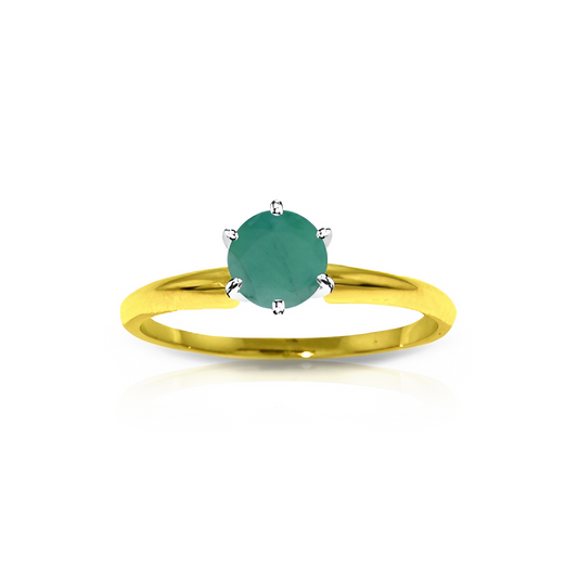 Gold Solitaire Ring Natural Emerald