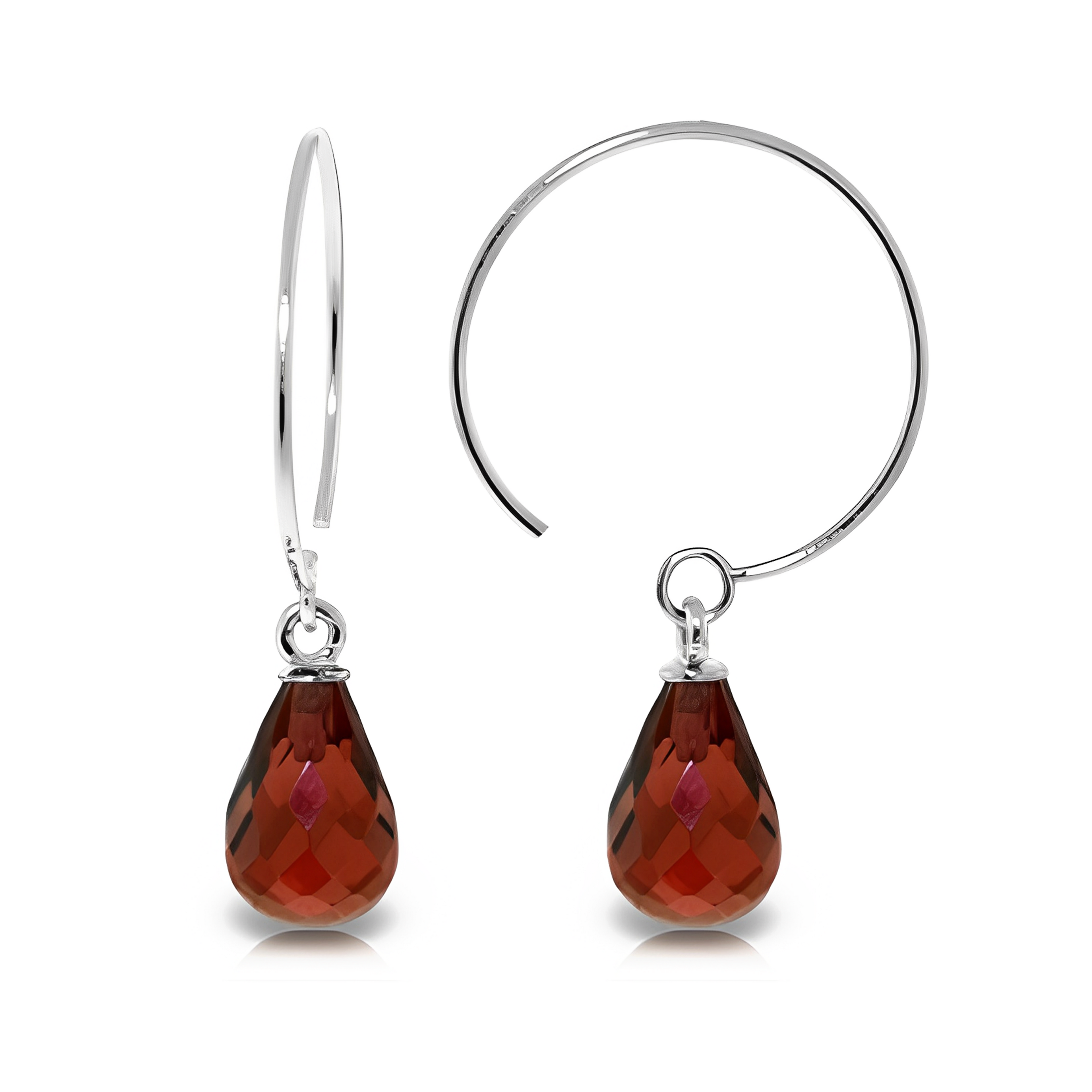 Circle Wire Earrings Garnets