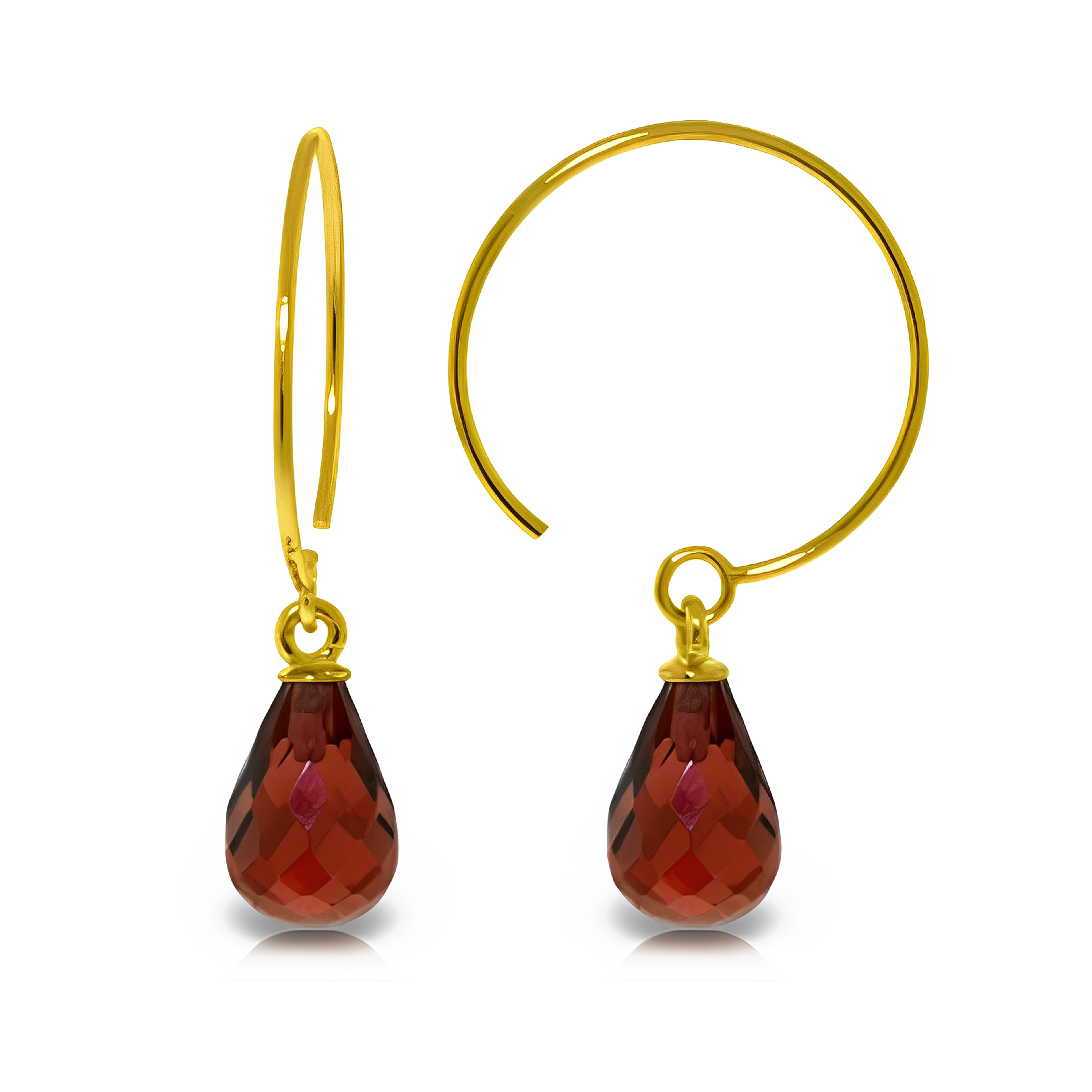 Circle Wire Earrings Garnets