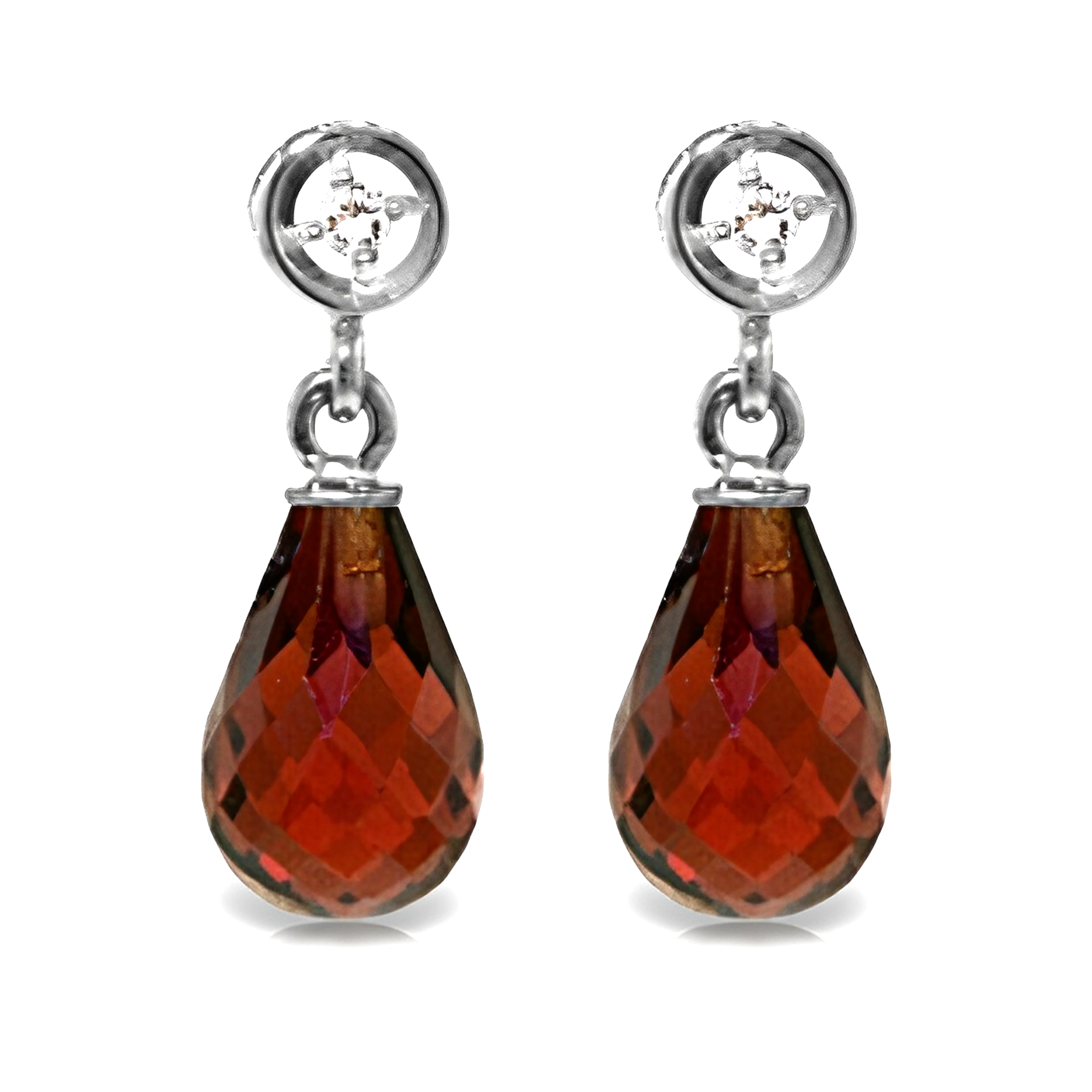 Gold Earrings Diamond Garnets