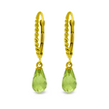 Gold Leverback Earrings Briolette Peridot