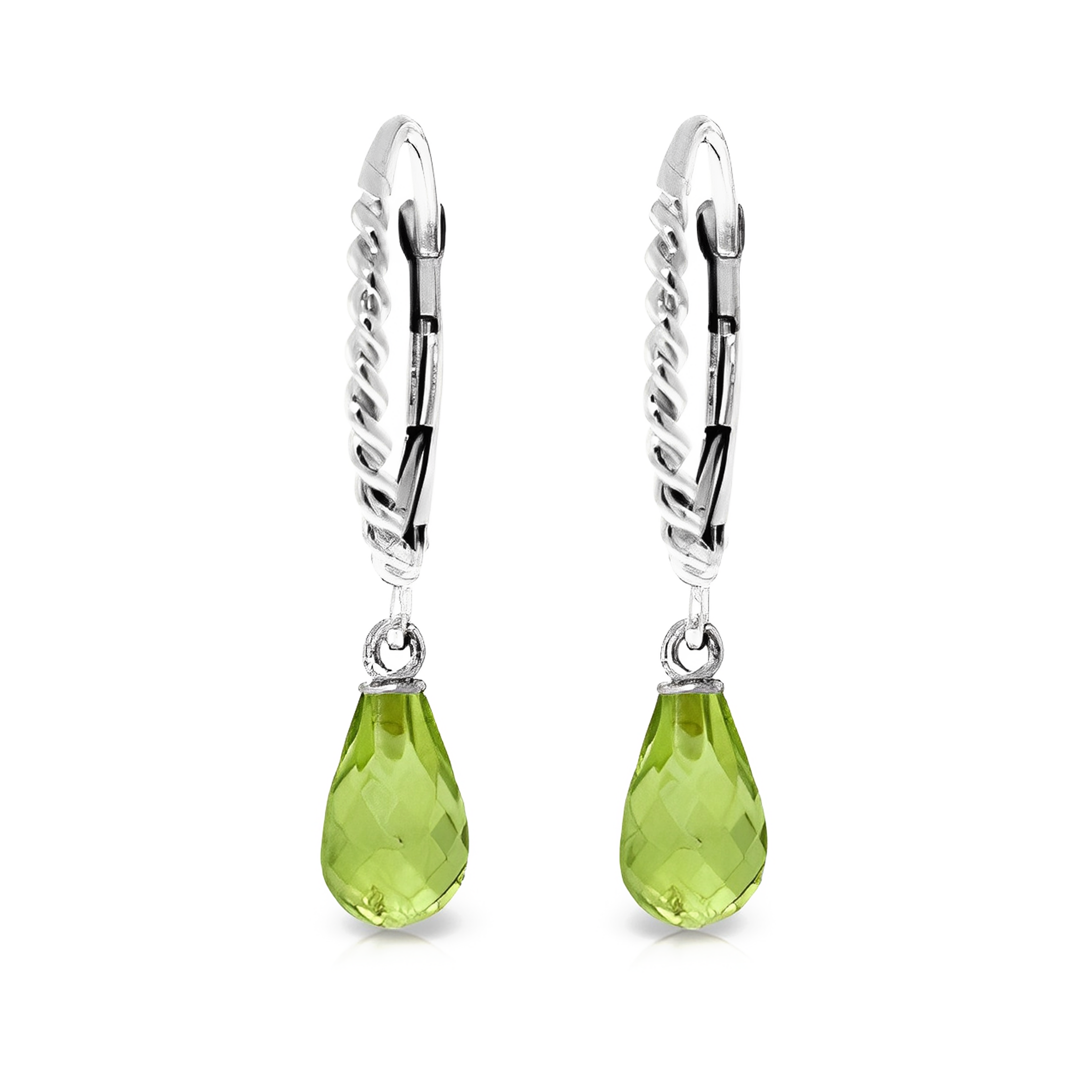 Gold Leverback Earrings Briolette Peridot