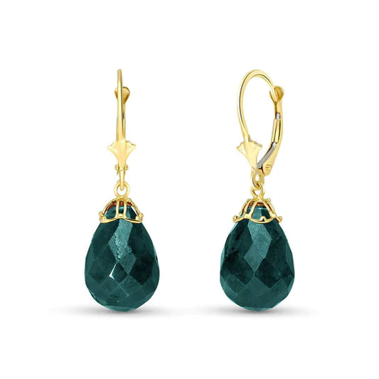 Gold Leverback Earrings Emeralds