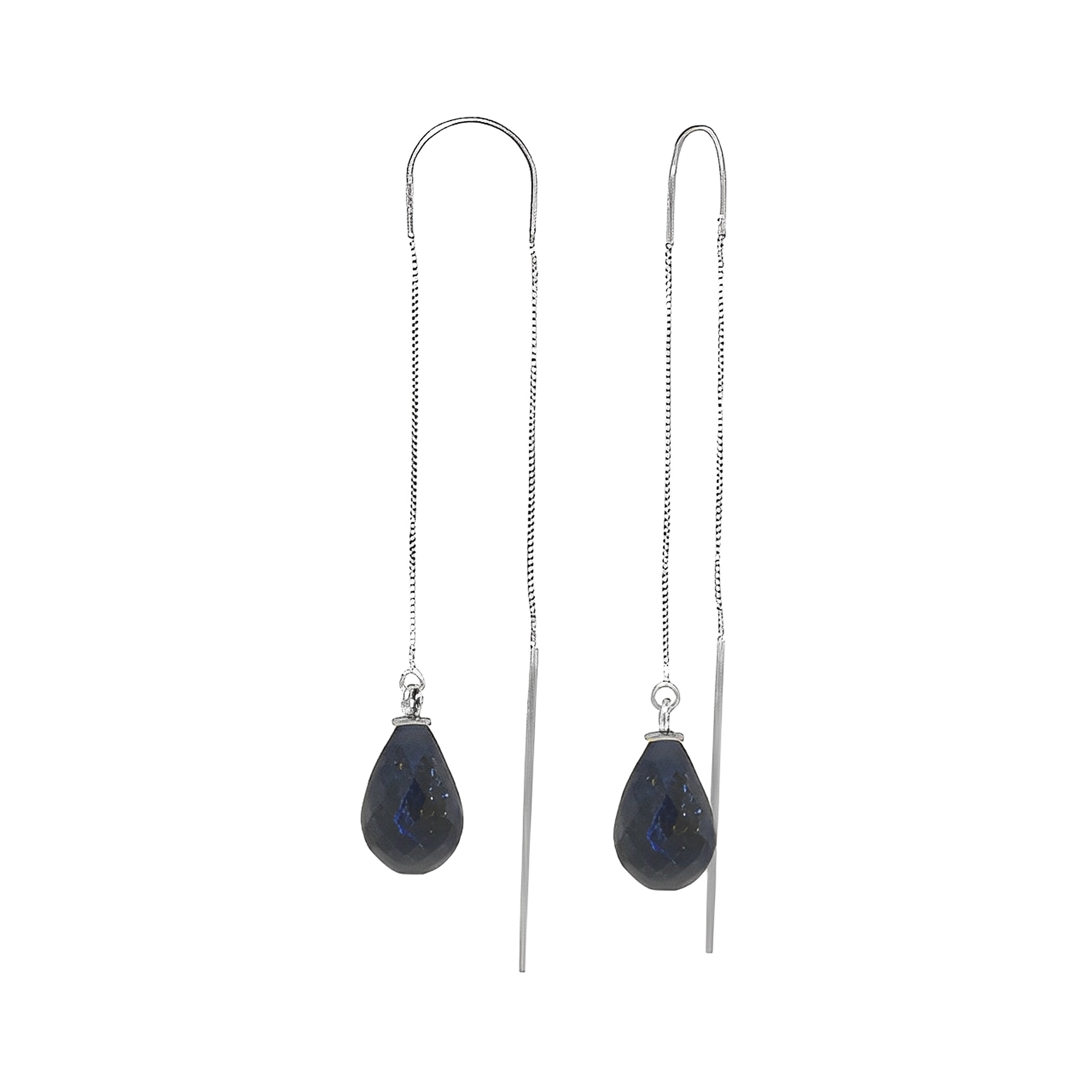 Threaded Dangles Earrings Sapphire