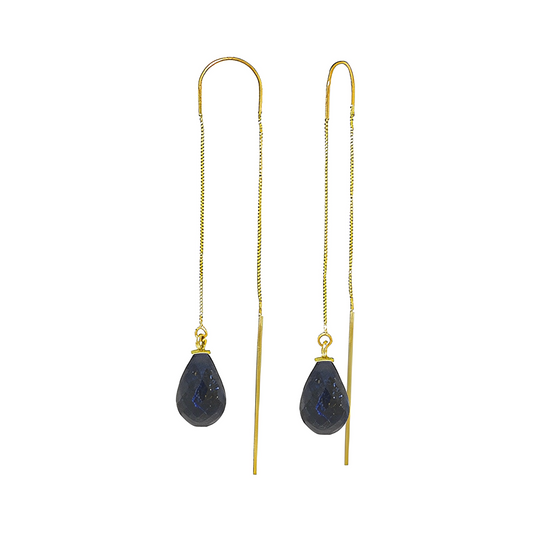 Threaded Dangles Earrings Sapphire