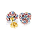 Gold Multi Color Cz Heart Stud Earrings
