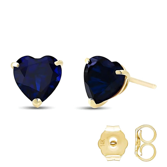 Gold Stud Earrings Hearringst Sapphires