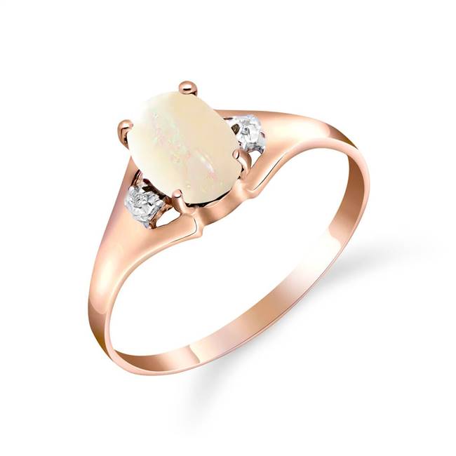 Gold Rings Natural Diamond Opal
