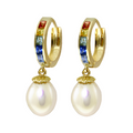 Hoop Earrings Multicolor Sapphire Pearls