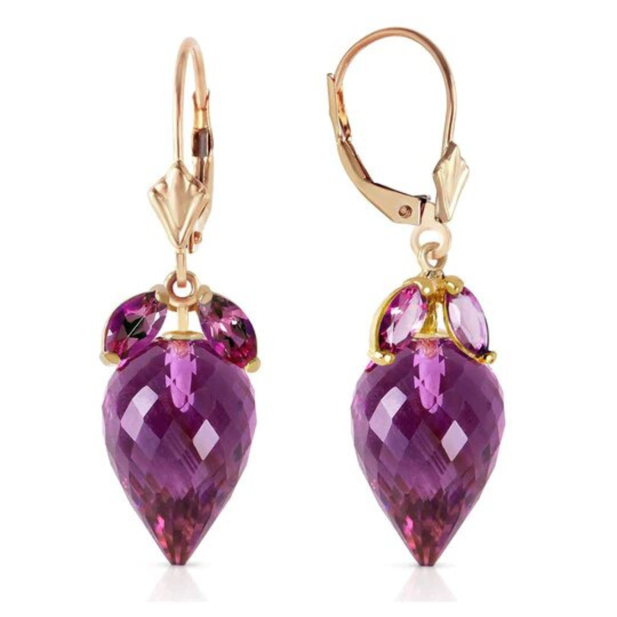 Earrings Pointy Briolette Amethyst