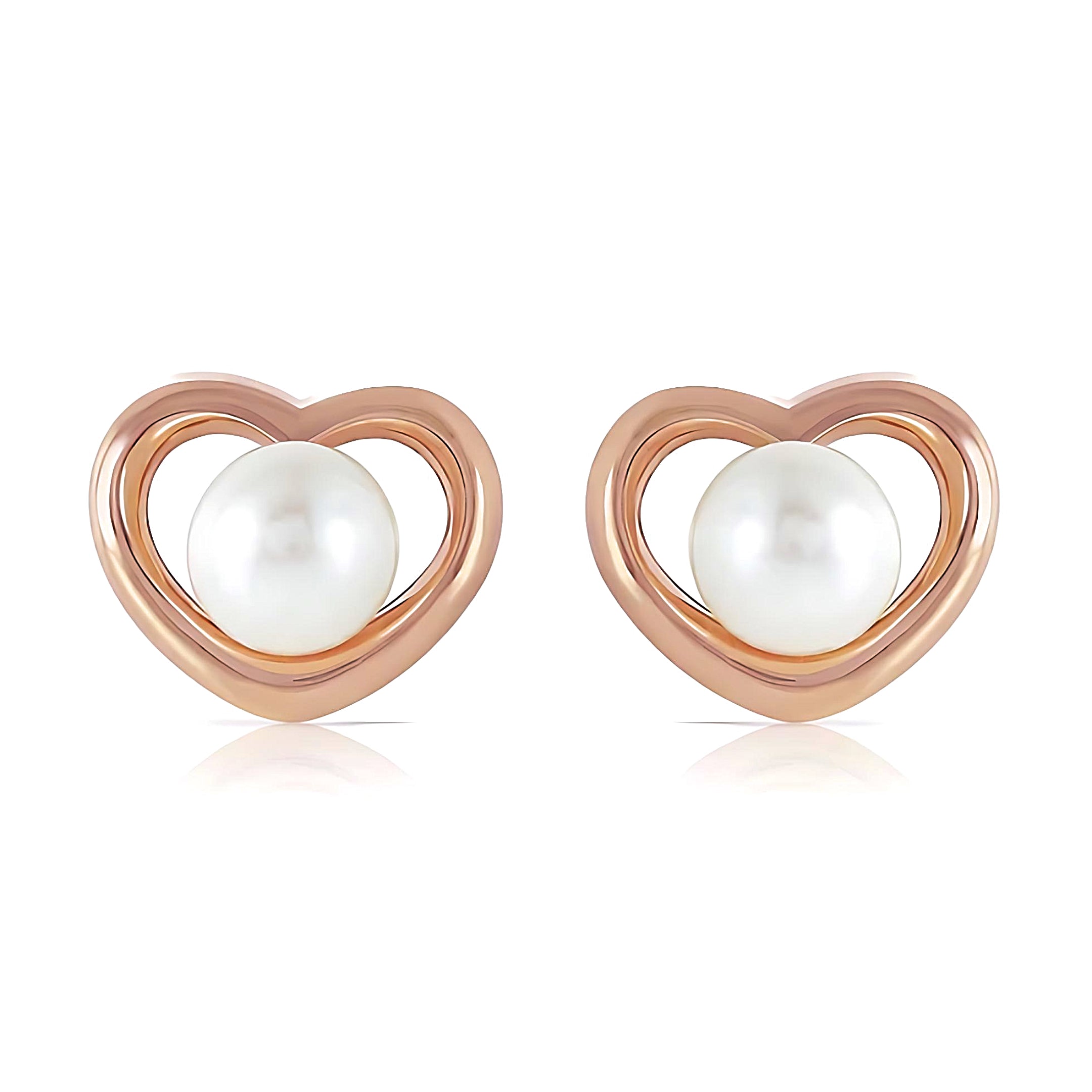 14K Gold Heartstud Earrings Pearls