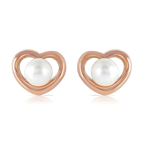14K Gold Heartstud Earrings Pearls
