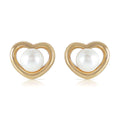 14K Gold Heartstud Earrings Pearls