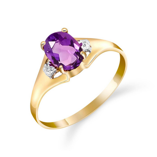 Gold Ring Diamond Purple Amethyst