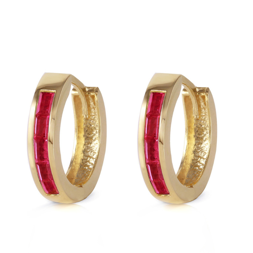 Hoop Earrings Natural Ruby