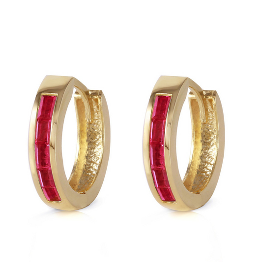 Hoop Earrings Natural Ruby