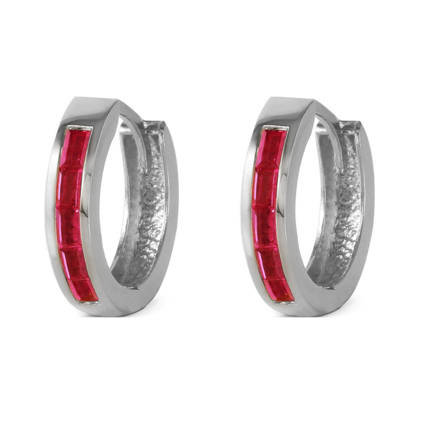 Hoop Earrings Natural Ruby