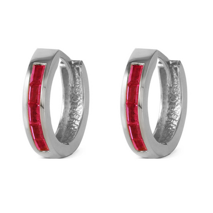 Hoop Earrings Natural Ruby