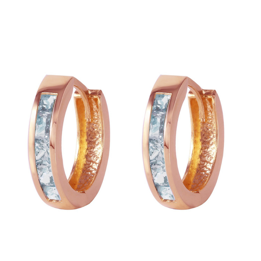 Hoop Huggie Earrings Aquamarines