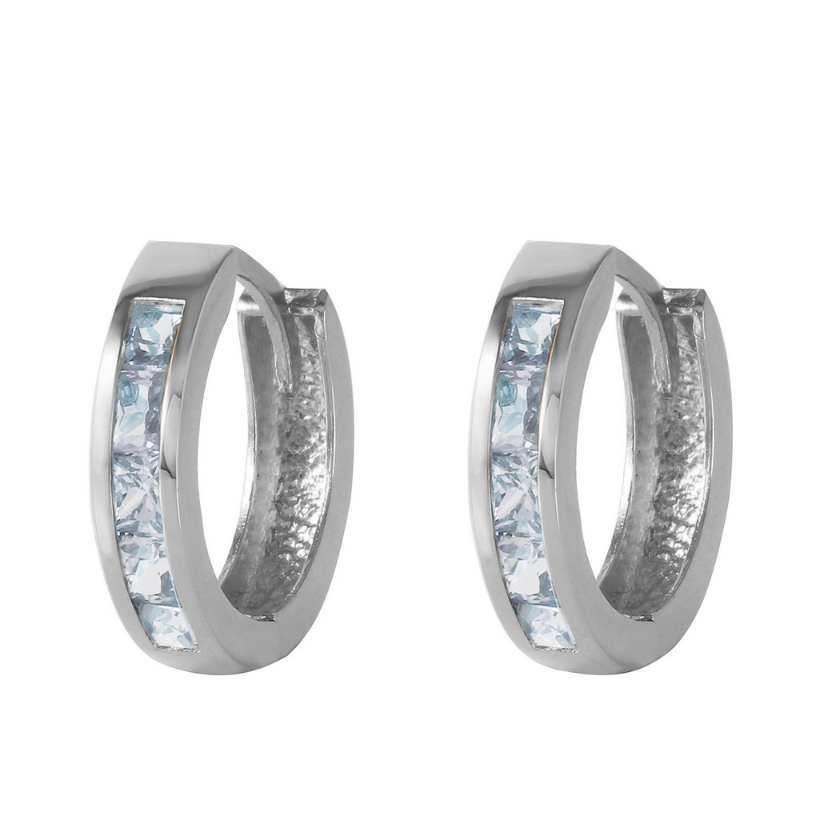 Hoop Huggie Earrings Aquamarines