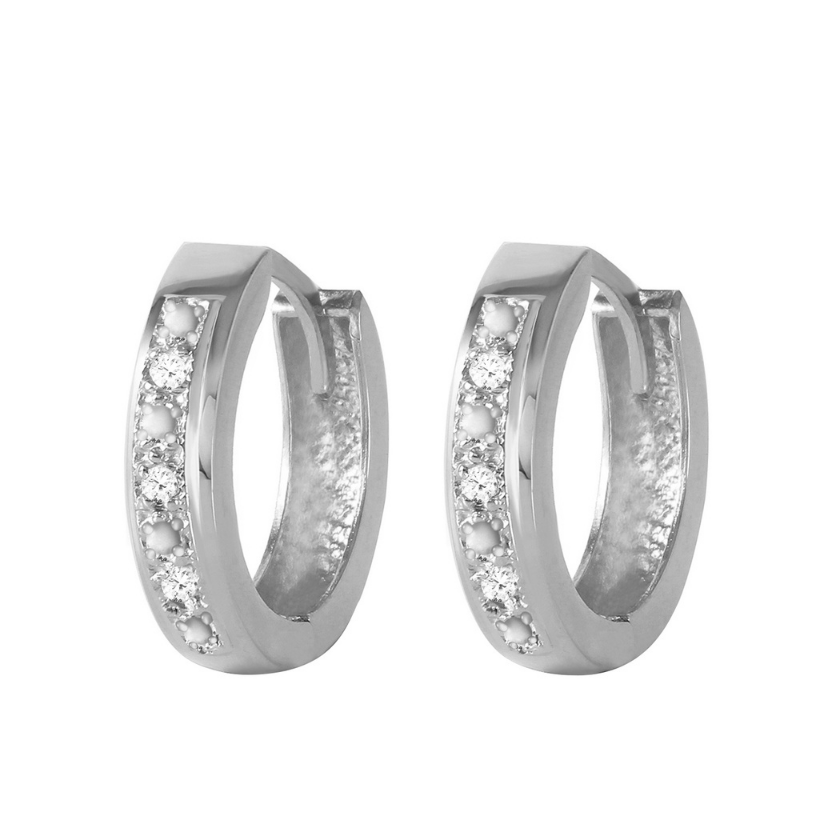 Hoop Huggie Earrings Diamonds