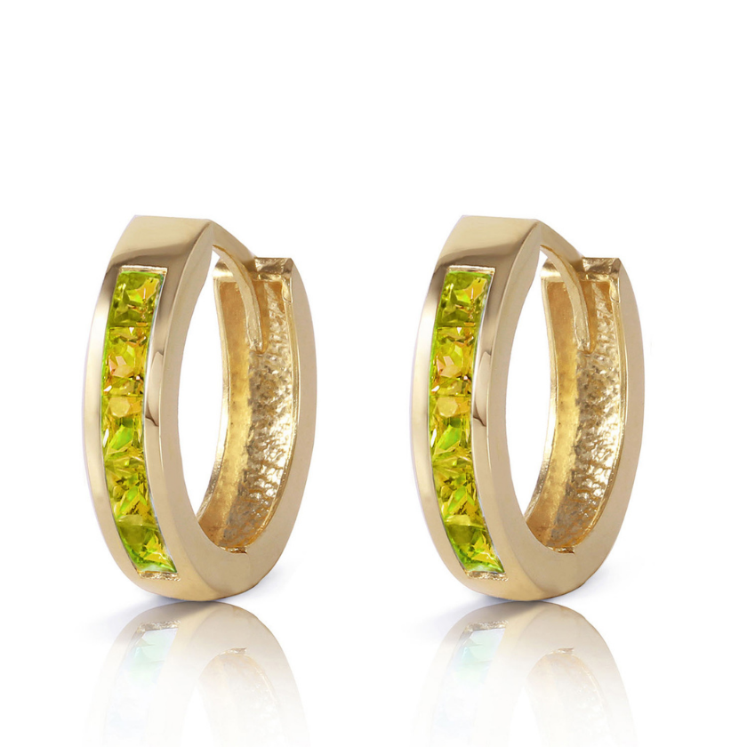Hoop Huggie Earrings Peridot